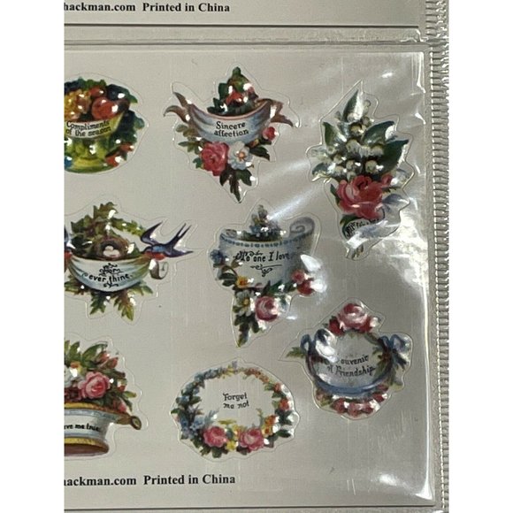 NOS Vtg 1980s Victorian Floral Embossed stickers - Picture 2 of 7
